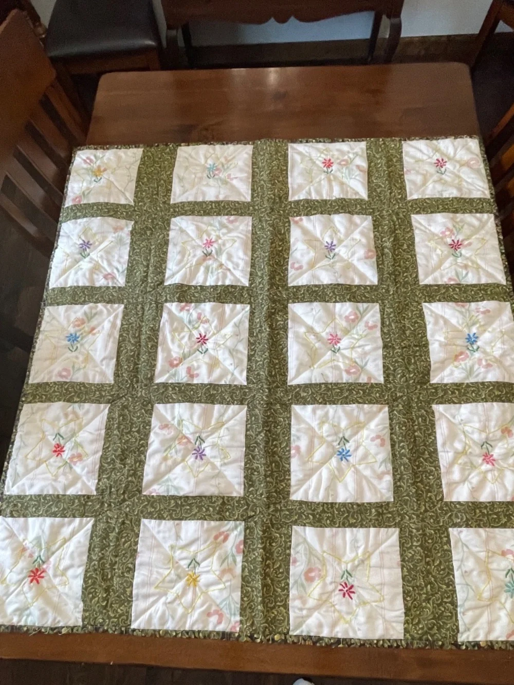 Handmade Whimsical Embroidered Lap Child Quilt